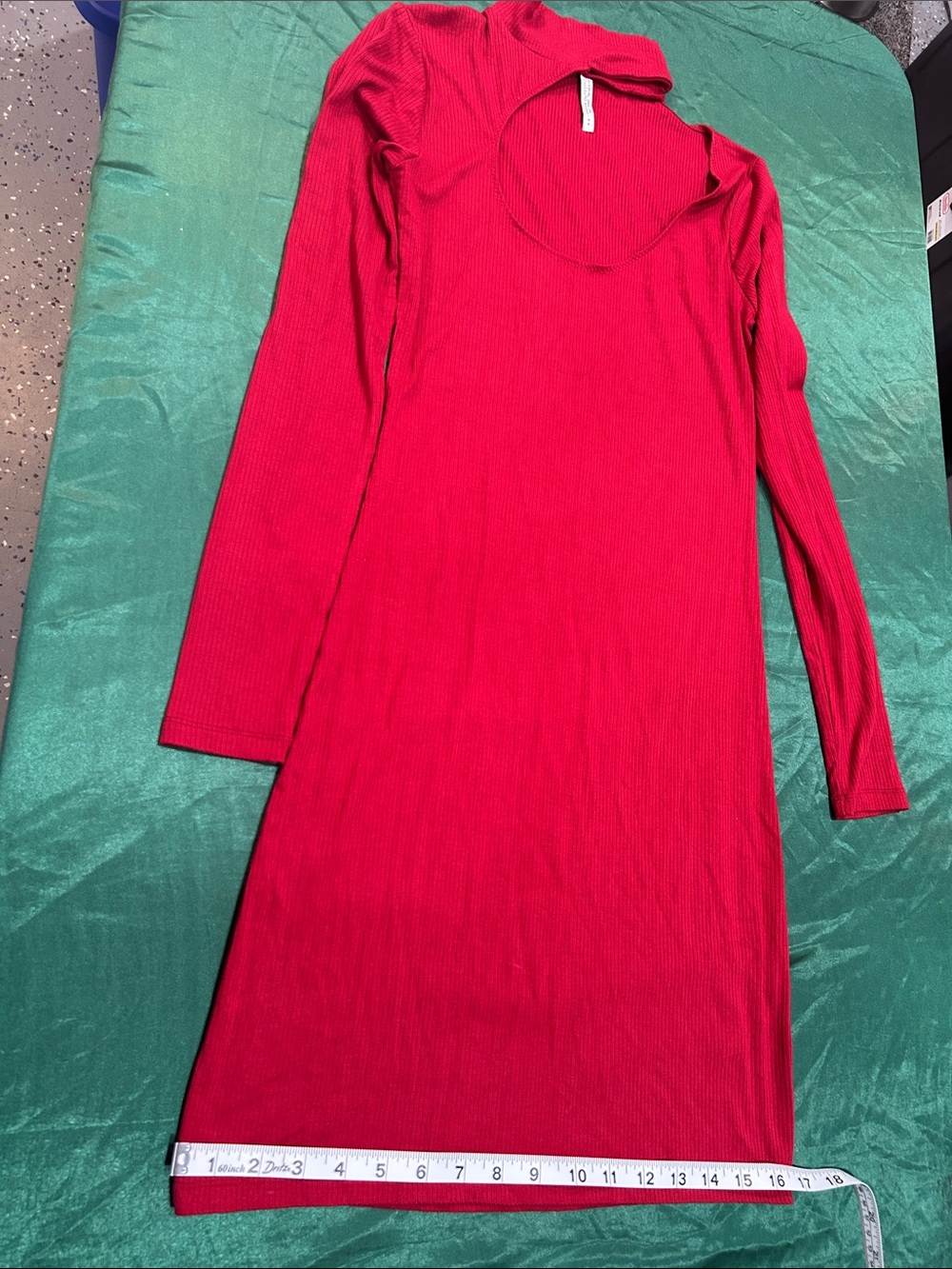 Red Ribbed Mini Dress - Picture 5 of 7